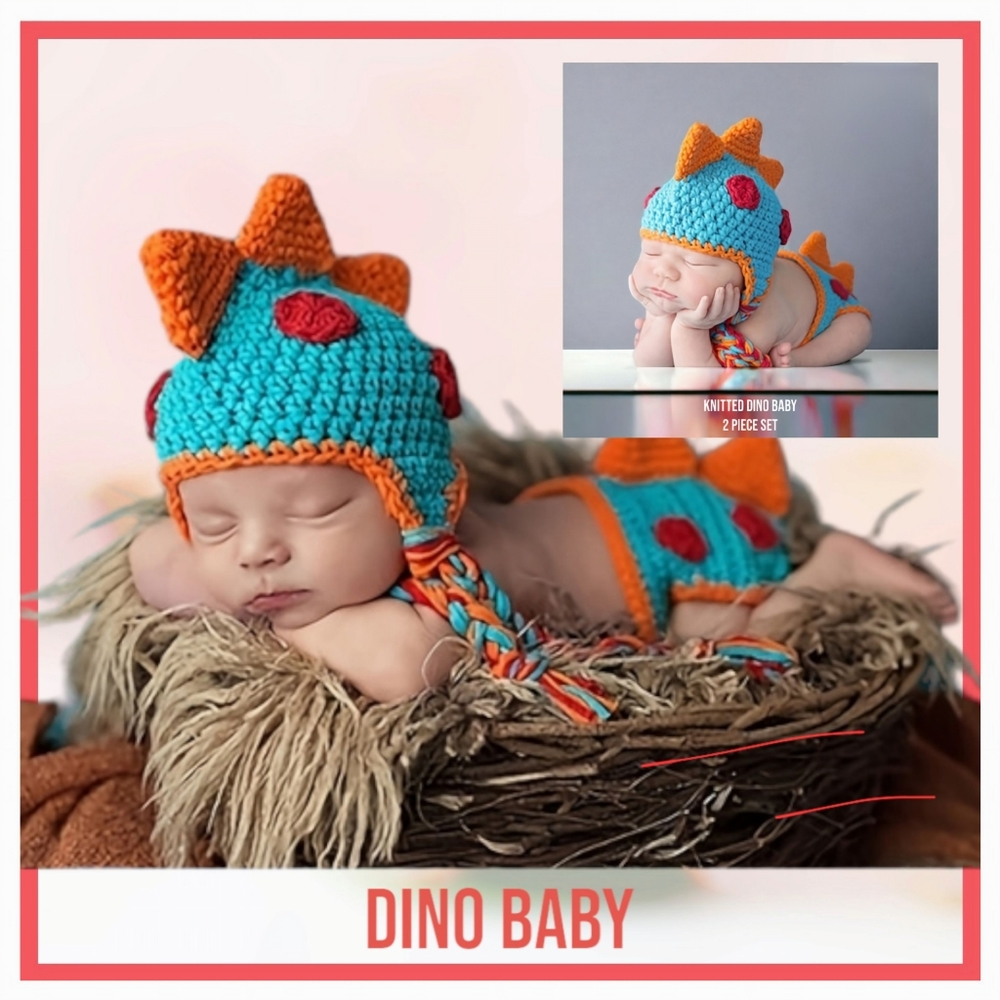 Dino Baby Hand Knitted Outfit